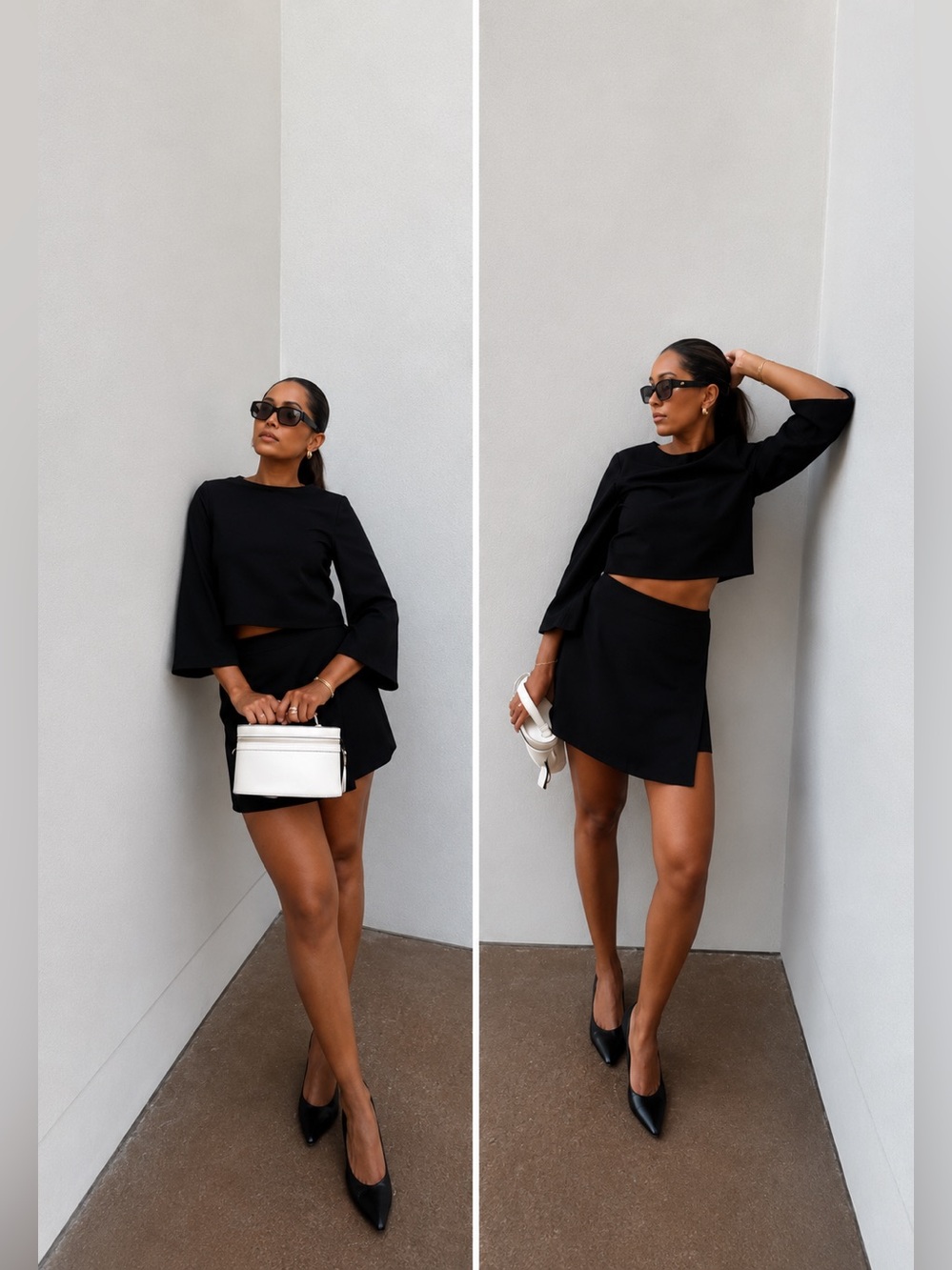 NWT Antonio Melani Beverly Black Two Piece Mini Skirt Set ~ Size 12